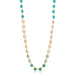 Necklace with multicolored beads on a white background