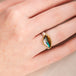 Yowah nut opal ring with a gold setting and silver band on a hand