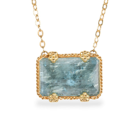 Aquamarine and gold necklace 