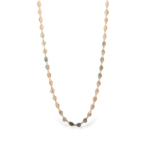 Aquamarine morganite necklace on white