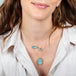 Aquamarine necklace layered look on model