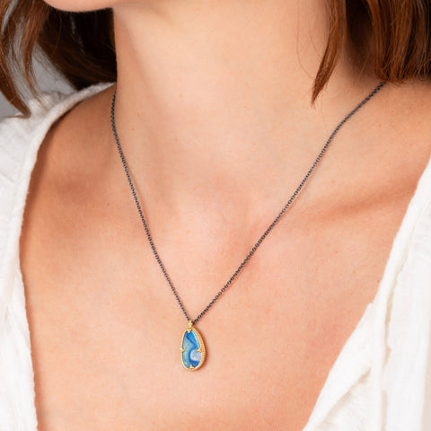 Australian Opal necklace on model