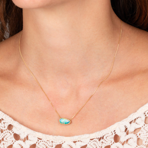 Australian opal necklace on model