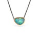 Australian opal doublet and gold pendant on oxidized silver chain