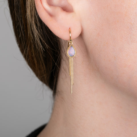 Australian Opal Gold Tassel Earrings