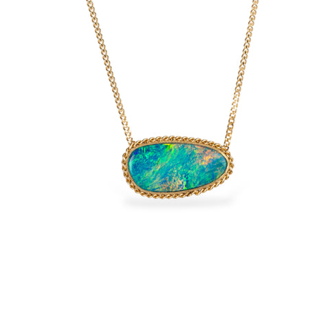 Australian opal doublet and gold necklace 