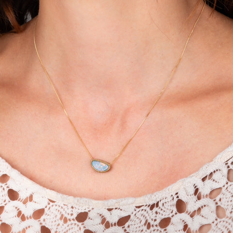 Australian opal necklace on model