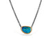 Australian opal doublet and gold pendant on oxidized silver chian