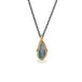 Australian opal doublet and gold pendant on oxidized silver chain