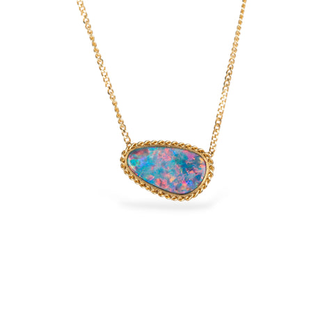 Australian opal doublet and gold necklace