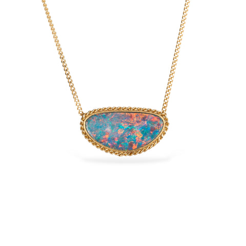 Australian opal doublet and gold necklace