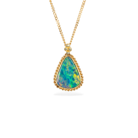 Australian opal doublet and gold necklace