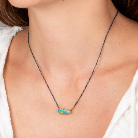 Australian opal necklace on model