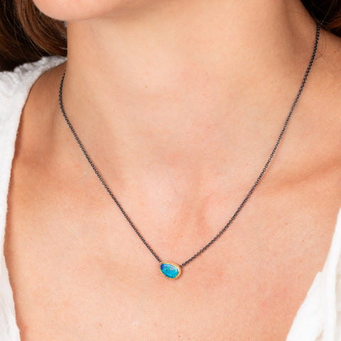 Australian opal necklace on model