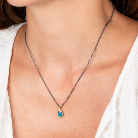 Australian opal oval necklace on model