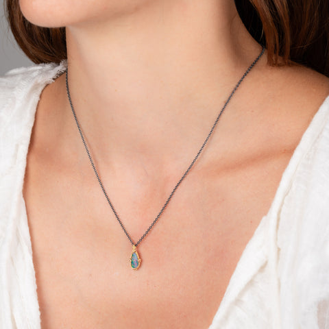 Australian opal necklace on model