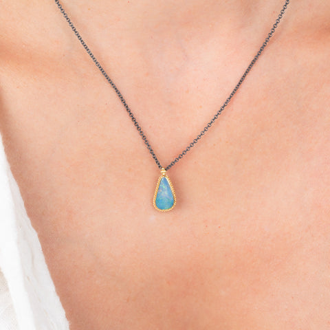 Australian opal necklace on model