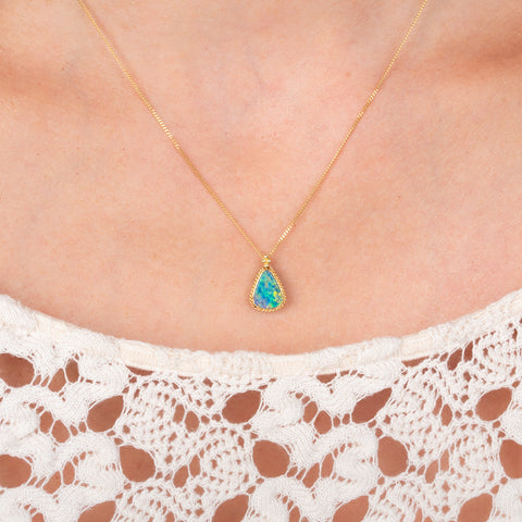 Australian opal necklace on model