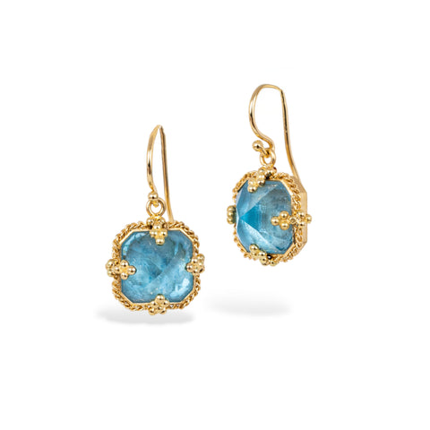 Blue topaz earrings on white