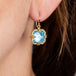 Blue topaz earrings on model