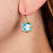 Blue topaz earrings on model