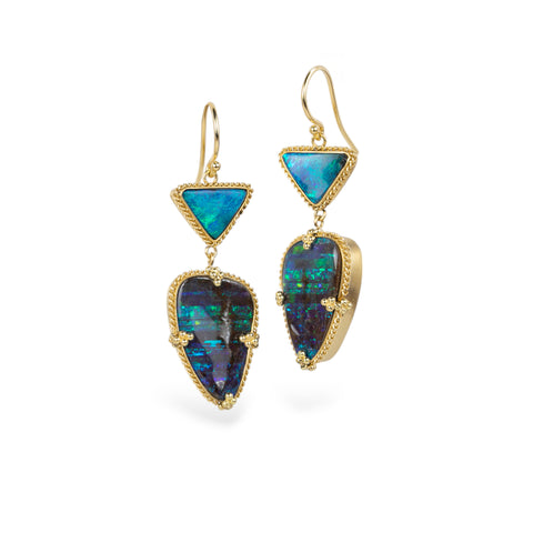 Boulder Opal and 18k Gold Earrings