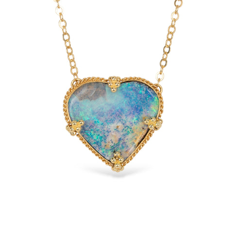 Boulder opal heart necklace