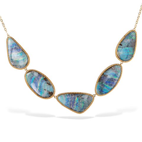 Boulder opal and 18k gold necklace