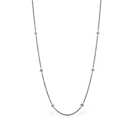Oxidized silver necklace in turquoise