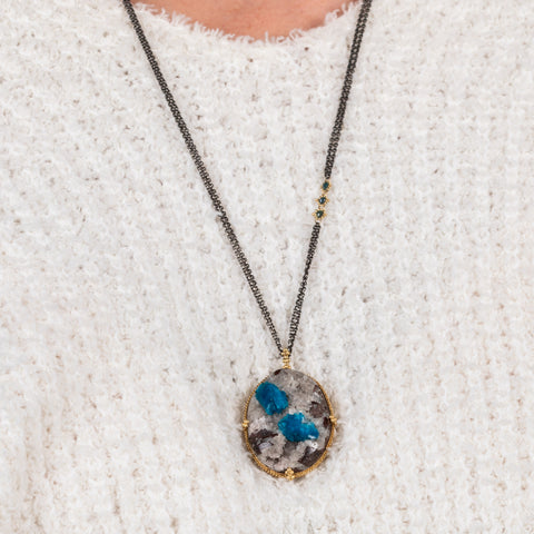 Amali Cavansite contrast necklace