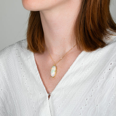 Ethiopian opal and 18k gold necklace
