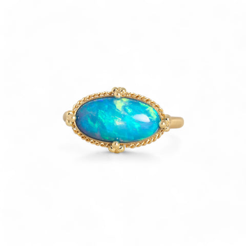 Blue ethiopian opal ring
