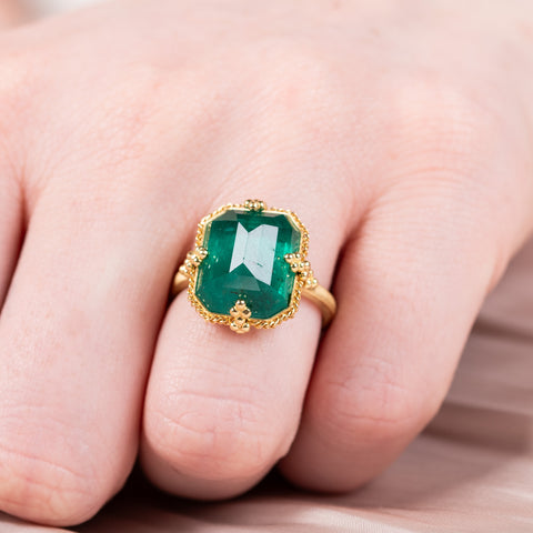 Emerald ring on model
