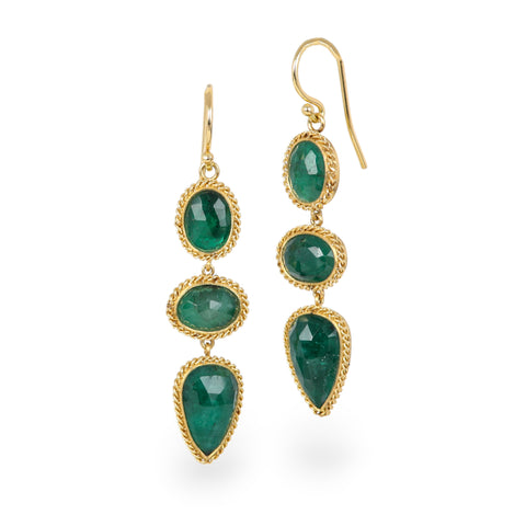 Emerald trio earrings
