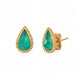 Emerald and gold teardrop stud earrings