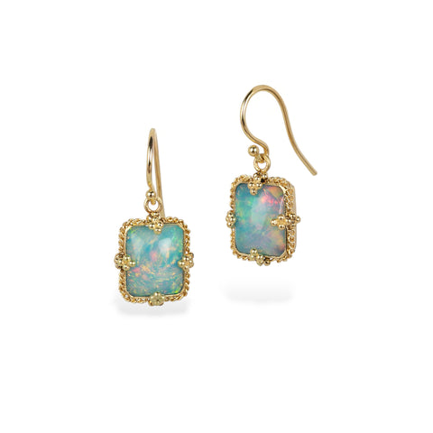 Ethiopian Opal and Gold Earrings