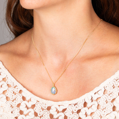 Ethiopian Opal necklace on model