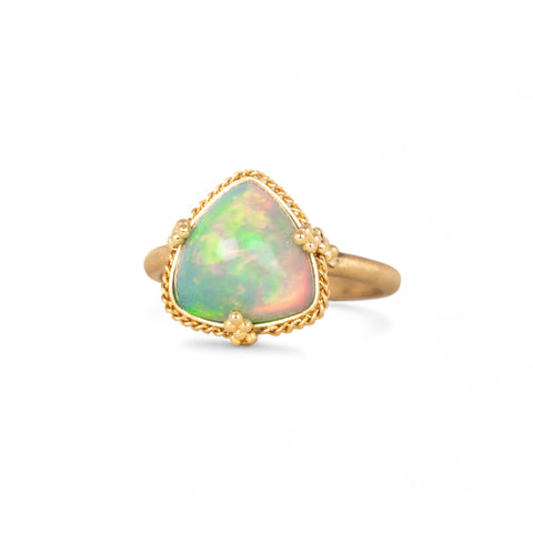 Triangular Ethiopian Opal Ring