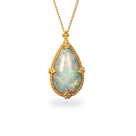 Ethiopian opal necklace on white background