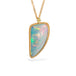 Ethiopian opal and gold necklace on white background