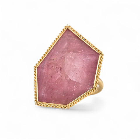 Pink Tourmaline and 18k Gold Ring