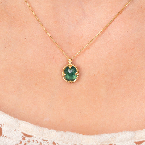 Green tourmaline necklace on model