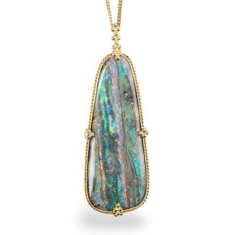 Boulder Opal necklace on white background