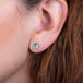 Aquamarine stud earrings on a model