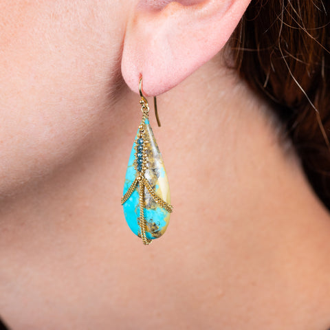 Draped turquoise lagoon earrings