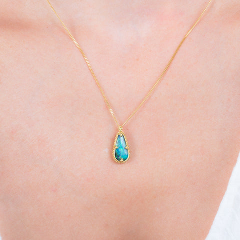 Dragonfly Wing Boulder Opal Necklace