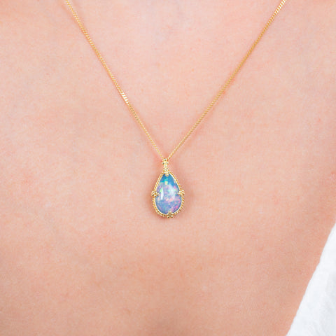 Ethiopian Opal Teardrop Necklace