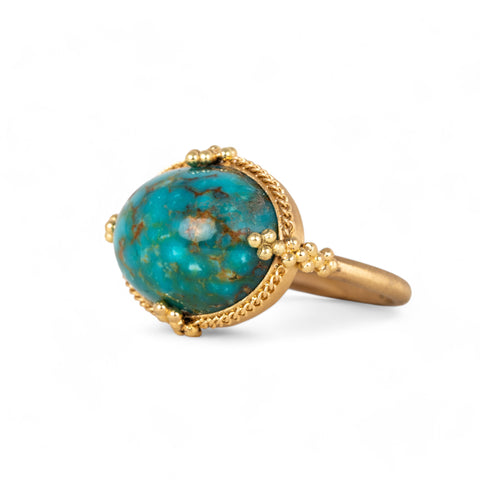 Turquoise and gold ring side view