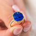 Lapis and gold ring close up