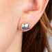 Mabe pearl stud earrings on model